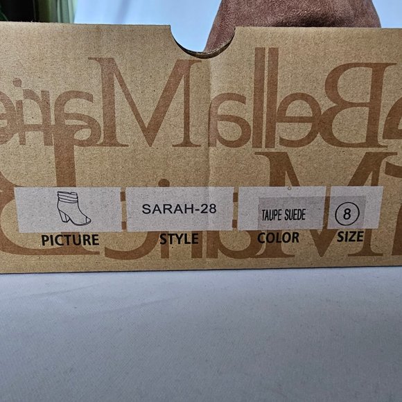 Taupe Suede Peep-Toe Slouch Bootie - Bella Marie - Picture 12 of 15